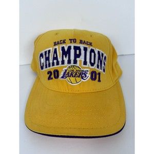 NBA Los Angeles Lakers 2001 Back To Back Champions Yellow Hat Cap Mens
